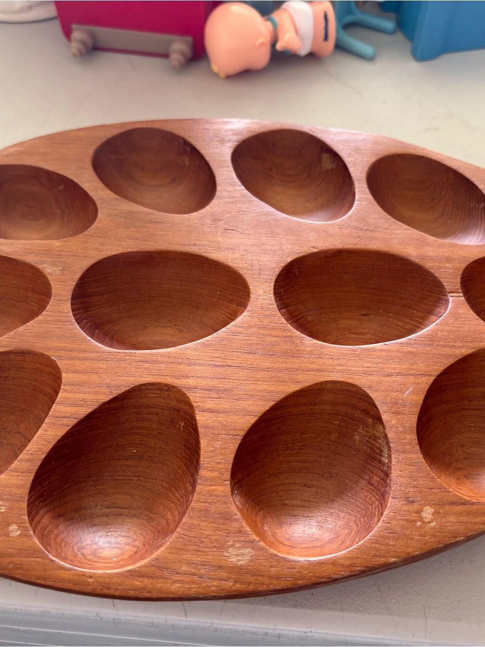 1960’s Knobler genuine Teak wood, Thailand, egg caddy & Coca C Cart, rolling pin - Picture 2 of 9